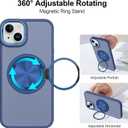 ZIYE Blue Case for iPhone 14 Case with Stand [Compatible with MagSafe] Slim Heavy Duty Protection Military Grade Shockproof Magnetic Cover with 360 Rotatable Ring Kickstand for Women Men