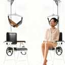 Professional Cervical Traction Device & Neck Stretcher Chair - Adjustable Home Neck Pain Relief System with Force Gauge, Use for Spinal Decompression, Relieve Numbness & Stiffness, Foldable