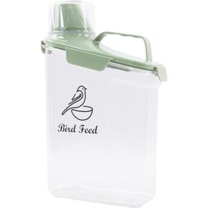 2.8L Airtight Bird Seed Storage Container With Handle and Measuring Cup - Portable Pet Food for Wild Bird Sunflower Seed - BPA Free Transparent/Green