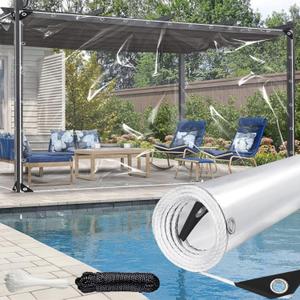 20 Mil Clear Tarps Heavy Duty Waterproof, 10x20ft Clear PVC Tarp