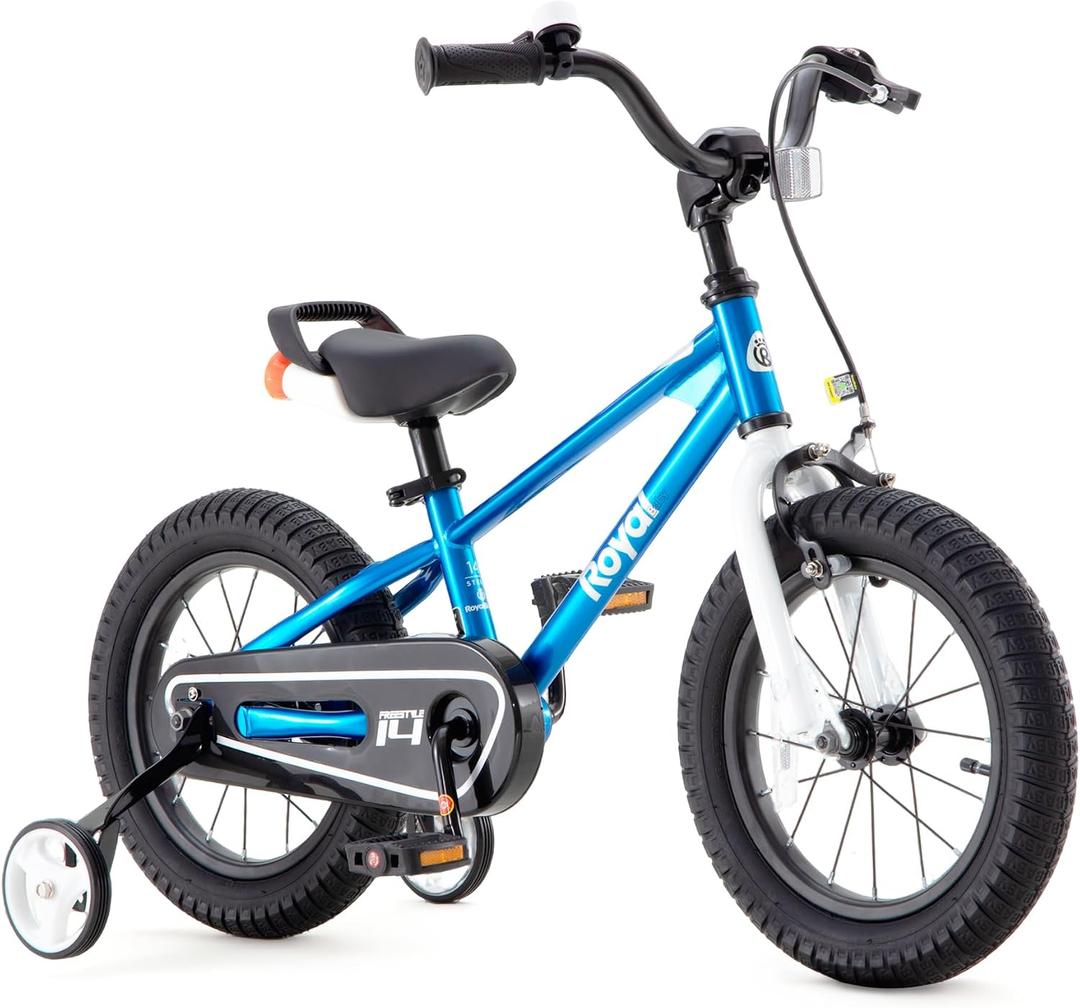 RoyalBaby Kids Bike Freestyle Classic 12 14 16 18 Inch Children Bicycle for Ages 3-10 Years Toddler to Big Kids, 14 Inch With Training Wheels