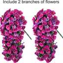 Hibiscus Artificial Fake Hanging Flowers Plants for Outdoor Spring Decoration, 2PCS UV Resistant Faux Hibiscus Silk Flowers Realistic Look Real for Planters Outside Porch Patio Yard, Violet Fuchsia