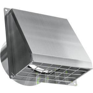 Hon&Guan Dryer Vent Cover Outside 6 Inch Wall Vent with Removable Mesh -304 Stainless Steel Exhaust Vent Cover Rubber Cushioned Non Return Flap, Sliver 6in [Neck Size:5.74/Inner:5.67in]