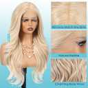 13x4 HD Lace Front Synthetic Wig for Women 26 Inch, Heat Resistant Long Wave Layered, Glueless Lace Front Wigs, Easy to Wear & Style（Platinum Blonde）