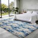 Ophanie Blue White and Grey Area Rugs for Living Room 5x7, Fluffy Shag Large Fuzzy Plush Soft Carpets, Floor Shaggy Rugs for Bedroom, Carpet for Kids Boys Girls Dorm Nursery Home Decor Aesthetic