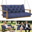 Porch Swing Cushions 60x40 Inch, 5" Extra Thick Waterproof Outdoor Swing Seat Cushion with Backrest & 8 Non-Slip Ties PP Cotton + Memory Foam Fill, Fade-Resistant 3-Seater Replacement for Patio Bench, 60x40x5inch