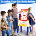 Chalk Board Easel for Kids Toys, Double-Sided Magnetic Kids Chalkboard and Dry Erase Boards, Toddler Toys for 3 Year Old Boy Gift, Art Easel Learning Educational Toy for 3 4 5 Years Old Boys Gift