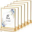 Acrylic Sign Holder 8.5X11 Gold Picture Frame Double Sided Acrylic Frame Plastic Sign Holder Display Stand for Wedding Table Numbers Menu Holder (6 Pack)