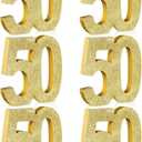 Shellwei 6 Pcs 50th Birthday Decorations for Men and Women, 50th Anniversary Decorations, Gold Glitter Number 50 Table Topper Centerpieces Decors for Birthday Party