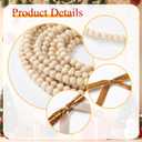 Jutom 52 Feet Christmas Wooden Beads Garland 36 Pcs Velvet Bows for Christmas Tree Holiday Decoration,Xmas Home Garlands Fireplace Holiday Party Decor(Khaki)