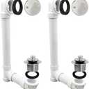 Westbrass D4972-26 1-1/2" Bath Waste & Overflow Assembly with Pull Drain Stopper and Two-Hole Faceplate Top Elbow - Sch. 40 PVC, Polished Chrome (2-Pack)