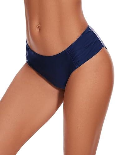 Aokivvy Bikini Bottoms for Women, Black Bathing Suit Bottoms,Low Waisted Full Coverage Swimsuit Bottoms XL