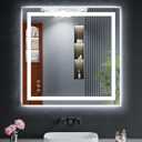 30"x30" LED Bathroom Mirror with Lights, Backlit + Front Lit with CRI>90, Lighted Mirror for Bathroom, Anti-Fog, Dimmable Brightness, 3 Colors, Memory Function, Shatterproof Tempered Glass