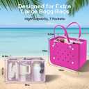 XYFuuee Beach Bag Organizer Inserts for Original Large Bogg Bag Accessories with 8 Removable Metal Fasteners, Lightweight Mesh Insert Divider Pouch, Organizing Rubber Tote, Save Space, Pink XL