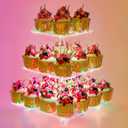 YestBuy 3 Tier Cupcake Stand - Premium Cupcake Holder - Acrylic Cupcake Tower Display - Acrylic Display for Pastry + LED Light String - Ideal for Weddings, Birthday Parties(Multicolored) (Colorful)