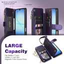 for Samsung Galaxy A17 Wallet Case with Card Holder Fashion PU Leather Magnetic Snap Flip Zipper Strap Protective Phone Case for Samsung Galaxy A17 Case Wallet(6.7 inch-Purple)