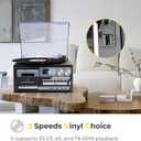 9 in 1 Retro 3-Speed Record Player with Bluetooth for Wireless Streaming, AM/FM Radio for Classic Listening, CD and Cassette Playback, USB/SD Support, Remote Control, Headphone Jack, and Aux Input
