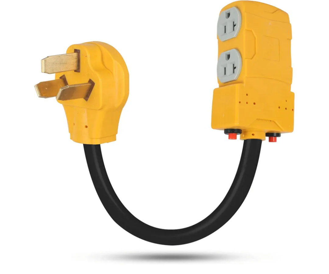 NEMA 10-50P to 4X 5-20R 5-15R Household Power Convert Adapter, ZDHQLHJ 220 to 110 Adapter with 20 Amp Circuit Breaker, 10-50 Male Plug to 5-15R 5-20R 3-Way T-Blade Household Outlet