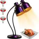Food Heat Lamp: [Rapid-Heating Bulbs Included] [Steady Heating] Commercial Food Warmer Lamp, Electric Heat Lamp for Food Catering Food Warming Lamp for Buffet Parties (Purple-Green, 32" (2-Head))