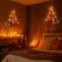 Set of 2 Fall Wall Decor Floating Wall Shelves with Maple Leaf Light String Thanksgiving Fall Leaf Garland Lights Hanging Shelf for Autumn Thanksgiving Home Living Room Bedroom Decoration