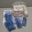 452 Pcs Party Supplies Serve 50 Guests, Paper Plates Napkins Cups Cutlery Plastic Tablecloth Dinnerware for Birthday Wedding Party Decoration(Blue and Brown,Little Pumpkin Baby Shower)