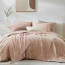 WRENSONGE Queen Comforter Set - 7 Pieces Clay Pink Soft Bed in a Bag Queen with Fitted Sheet, Flat Sheet, 2 Pillow Shams, and 2 Pillowcases- Warm Bedding Sets for All Season