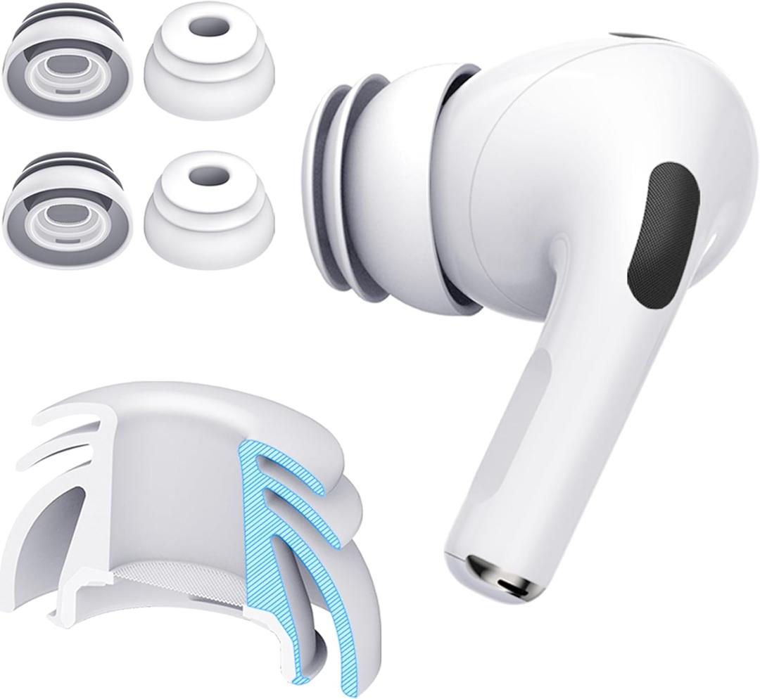 Premium Multi-Flange Eartips for AirPods Pro 1&2 (Large)  Always Fits, Never Slips