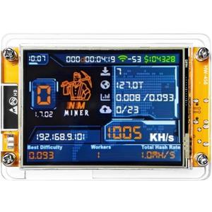 Bitcoin Lottery Miner, NerdMiner 1000KH/s ESP32 BTC 2.8" Solo Miner, Low Power Display Crypto Miner Hashrate Module for Crypto