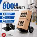 800 LB Dolly Cart,Heavy Duty Folding Hand Truck Dolly | 8" Solid Rubber Wheels, 2*Bungee Cords, Compact Foldable Alloy SteelDesign for Warehouses, Homes, Offices, andSmall Business