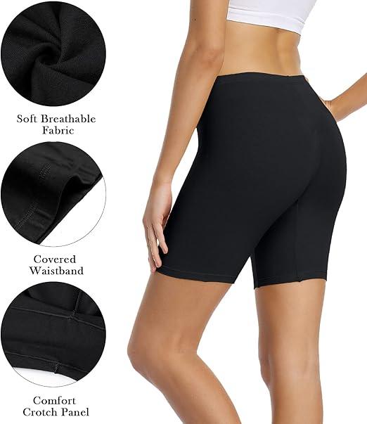 wirarpa Women's Cotton Boy Shorts Underwear Anti Chafing Soft Biker Short Plus Boy Shorts Panties 3 Pack, Large, 2 Black, 1 Beige