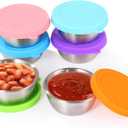 12 Pack Stainless Steel Salad Dressing Containers To Go, 1.7 oz Small Condiment Containers with Leakproof Silicone Lids Reusable 18/8 Stainless Steel Sauce Cups for Lunch Bento Box, Picnic and Travel