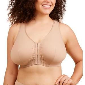 Leading Lady, The Meryl, Front-Closure, Cotton Bra, Comfort Sleep Bra for Women, Breathable, Unlined, Full Coverage, Wireless, Medium