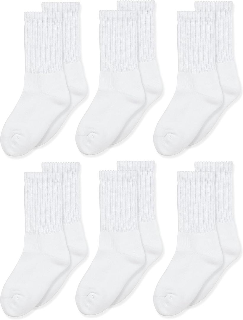 Jefferies Socks Seamless Toe Athletic Crew Socks 6-pack (Small, White)