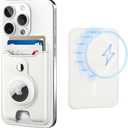 TopMade for Magsafe Wallet with AirTag Holder, Magnetic Card Holder for iPhone 17, iPhone 16/15/14/13/12 Series, Leather Magnetic Wallet with Powerful Magnet, RFID Blocking, Fit 4 Cards, Milky Beige