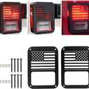 Tail Light Cover Compatible with Jeep Wrangler JK/JKU 2007-2018, Taillight Cover Guard with US Flag Pattern Decorative Protector Exterior