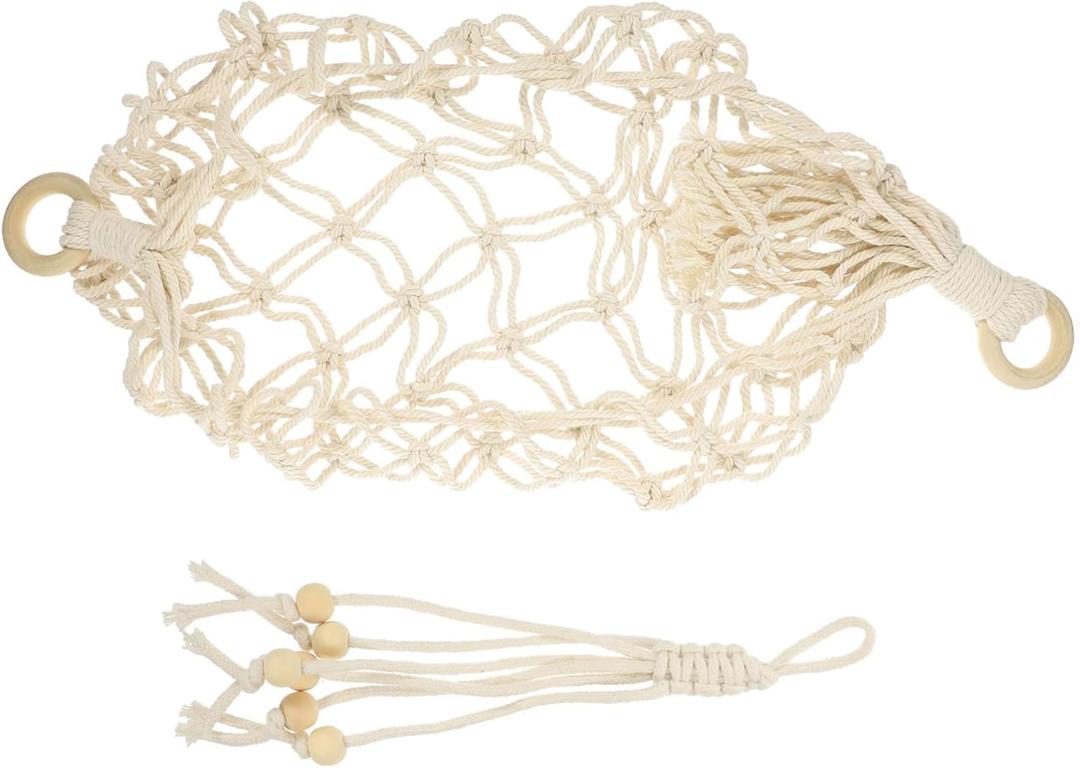 DOITOOL Elegant Handwoven Cotton Rope Hanging Fruit Net Basket Multi-Functional Vegetable Storage Basket for Kitchen Decor