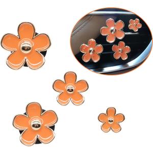 Orange Car Accessories,4pcs Coral Flowers Air Vent Clips,Refillable Car Air freshener,Girly 4 Size Sparkle Daisy Vent Clips