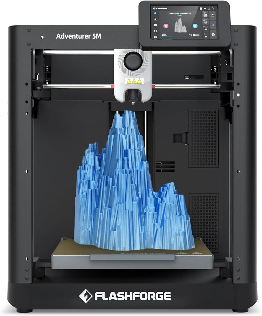 FLASHFORGE 3D Printer AD5M, CoreXY 600mm/s High-Speed Printer with 1-Click Auto Leveling, High-Temp Direct Drive Extruder, 3s Quick-Swap Nozzle, 220220220mm Build Volume