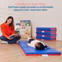 ECR4Kids Premium Folding Rest Mat, 3-Section, 2in, Sleeping Pad, Blue/Red