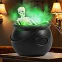 Witch Cauldron with Mist Maker Poseable Skeleton & Splash Guard - Halloween Decorations Indoor - Spooky Hocus Pocus Party Decor for Home, Table, Mantel (Halloween Cauldron)