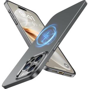 TORRAS Magnetic Slim-Fit for iPhone 15 Pro Max Case, Ultra-Thin 15 ProMax Phone Case Compatible with MagSafe, Lightweight Anti-Scratch Matte Hard iPhone 15 ProMax Case 6.7 inch OriginFit, Grey