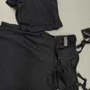 ZAFUL Womens Tankini Swimsuits Two Piece Bathing Suits Flowy Ruffle Swimwear with Shorts (Large, Black)