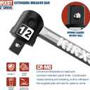 25-Inch 1/2 Drive Breaker Bar, 250 Rotatable Head, Heavy Duty Extension Breaker Bar, Ball Lock Function, Laser Marking, Mechanical Work, Automobile and Motorcycle Maintenance and Repair