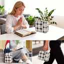 Western Plaid Zippered Bible Cover for Large Study Bibles - Fits up to 10 x 7 x 2 Inch Bibles, Vintage Beige Canvas Bible Case with Handle, Extra Deep Checkered Organizer for Men & Women
