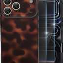 MYY Cute Phone Case for iPhone 17 Pro Max Case, [with 2X Screen Protector] Tortoise Shell Pattern Leopard Full Camera Protective Slim Shockproof Cool Trendy Aesthetic-Brown Amber