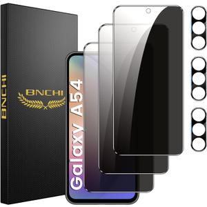 BNCHI 3+3 Pack for Samsung Galaxy A54 5G Privacy Screen Protector with Camera Lens Protector, Anti-Spy Tempered Glass Film, 9H Hardness, Anti-Scratch, Touch Sensitive
