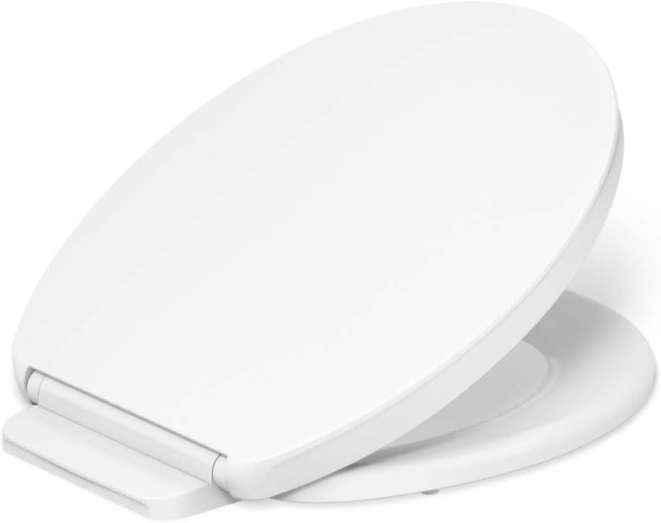 KOHLER K-26802-0 Impro ReadyLatch Quiet Close Round-Front Toilet Seat, Round & Soft Close Toilet Seat, White