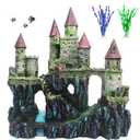 PINVNBY Aquarium Resin Castle Decoration Fish Tank Driftwood Castle Cave Hideouts House Plants Supplies Accessories(Red)