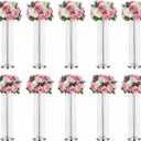 Set of 10 Metal Flower Stands for Centerpieces - 35.4inch Tall Wedding Centerpieces for Tables, Luxury Acrylic Crystal Flower Vases for Parties Wedding Birthday Christmas Home DecorSilver,10pcs