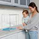 HBlife Baby Bottle Storage Organizer for Countertop Cabinet, 3 Tiers Adjustable Clear Acrylic Bottles Storage Station Case Box Container with 2 Removable Dividers and Magnetic Door, Large